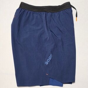 Soar Running Three Season Shorts 4.0 Mens Blue Lined Training Size Large